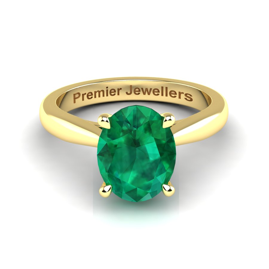 Solitaire 4 claw Oval Emerald Ring - Image 6
